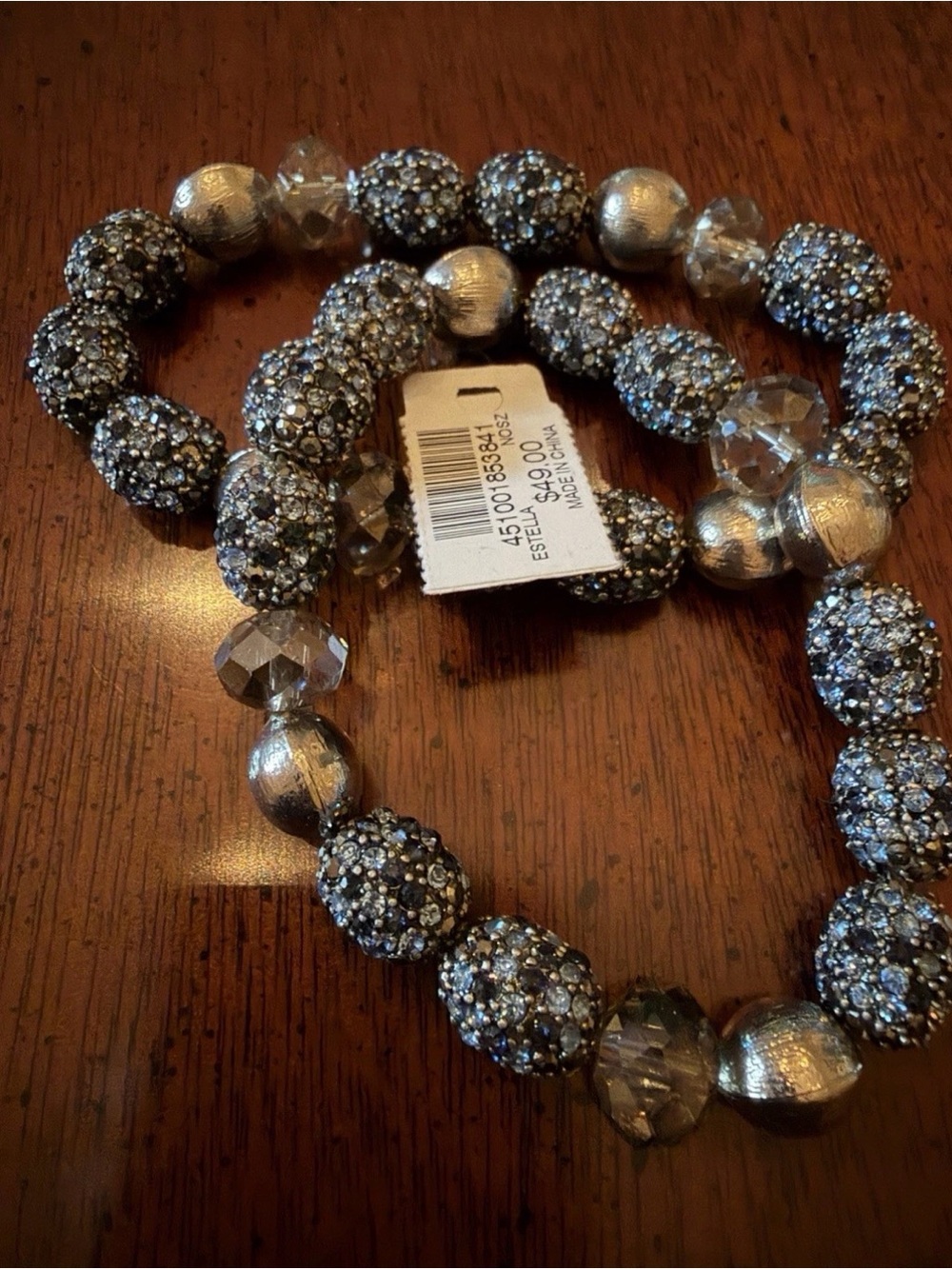 TWO Blue Pave and Metallic Bead Stretch Bracelets from Chico’s  Originally $98+